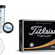 logd-Titleist-golf-balls Logo'd titleist golfball and gold tees