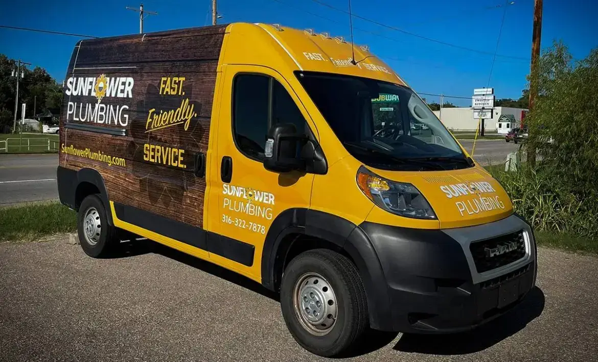 Branded apparel and wrapped service van for Midtown Wichita business by U.S. Logo